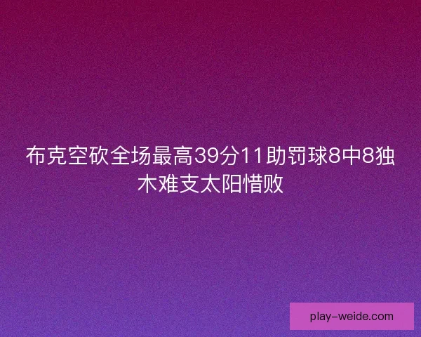 布克空砍全场最高39分11助罚球8中8独木难支太阳惜败