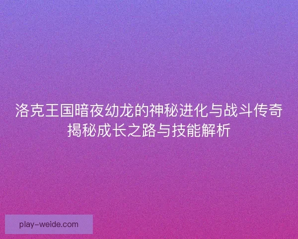 洛克王国暗夜幼龙的神秘进化与战斗传奇揭秘成长之路与技能解析